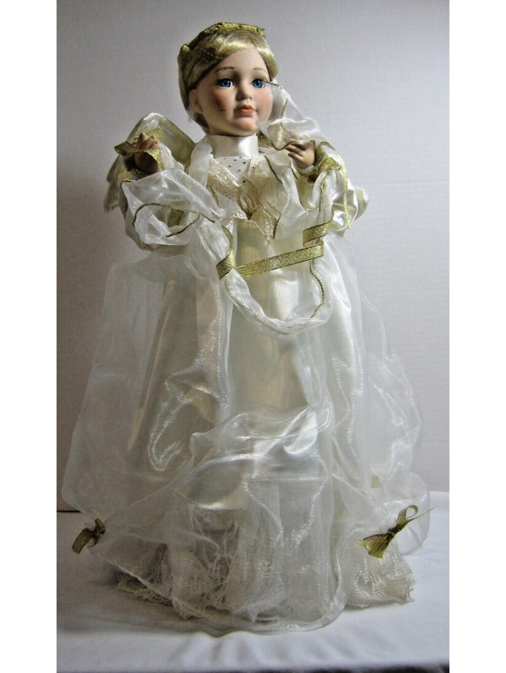 ANIMATED CHRISTMAS ANGEL With GOLDEN WINGS LIGHT & MOTION Tested Works